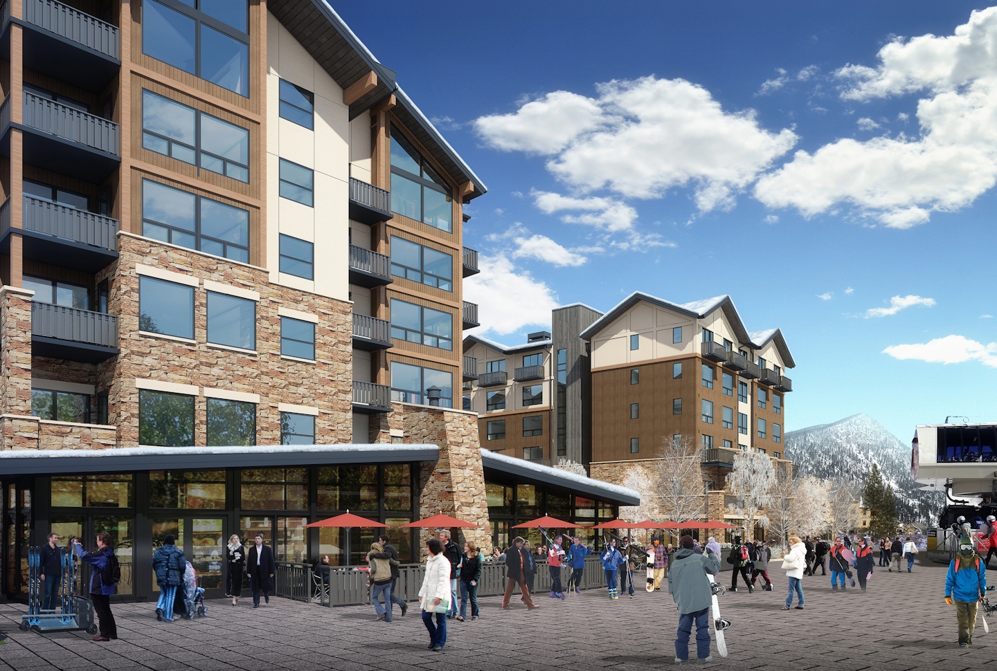 Kindred - View of Ski Plaza | OZ Architecture